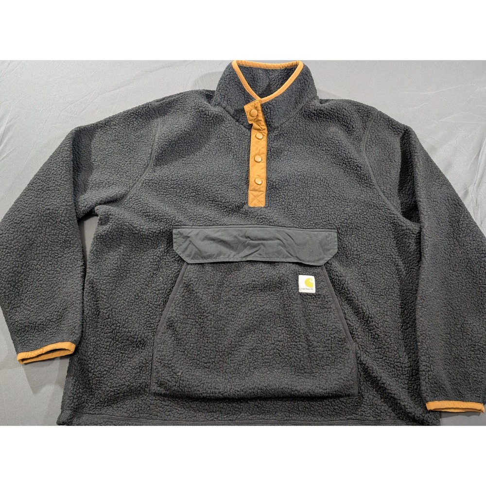 Carhartt Relaxed Fit Sherpa Fleece Anorak Black OJ4991-M Mens XL Pullover